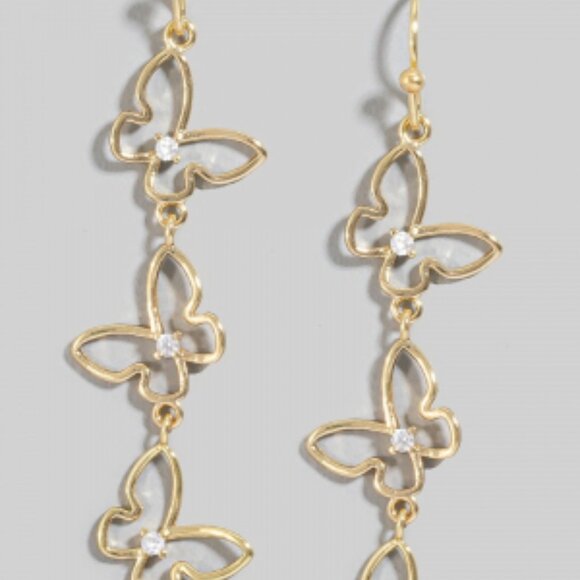 Butterfly Chain Dangle Earrings - Picture 2 of 2